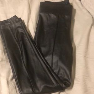 Blue Rain black faux leather leggings.